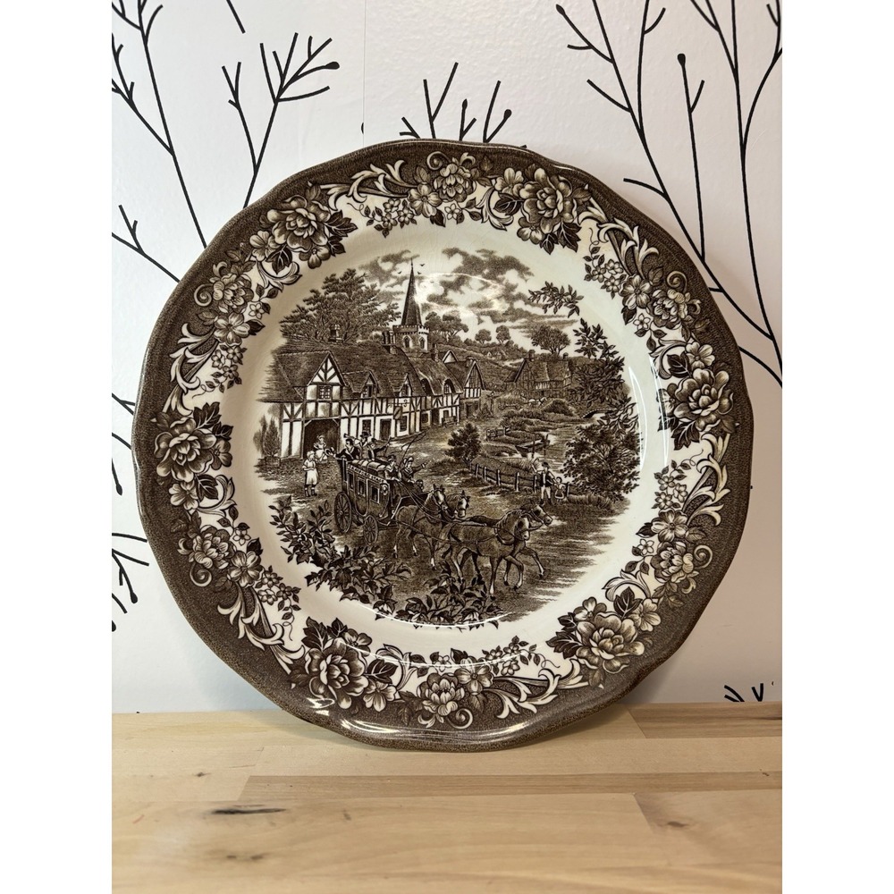 J. & G. Meakin Stratford Stage Ironstone Dinner Plate Brown White 10" England